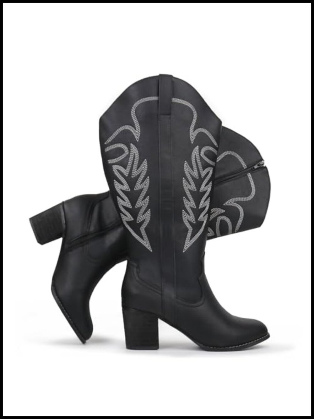 Extra Wide Calf Western Cowgirl Knee High Boots with Embroidery – Women's